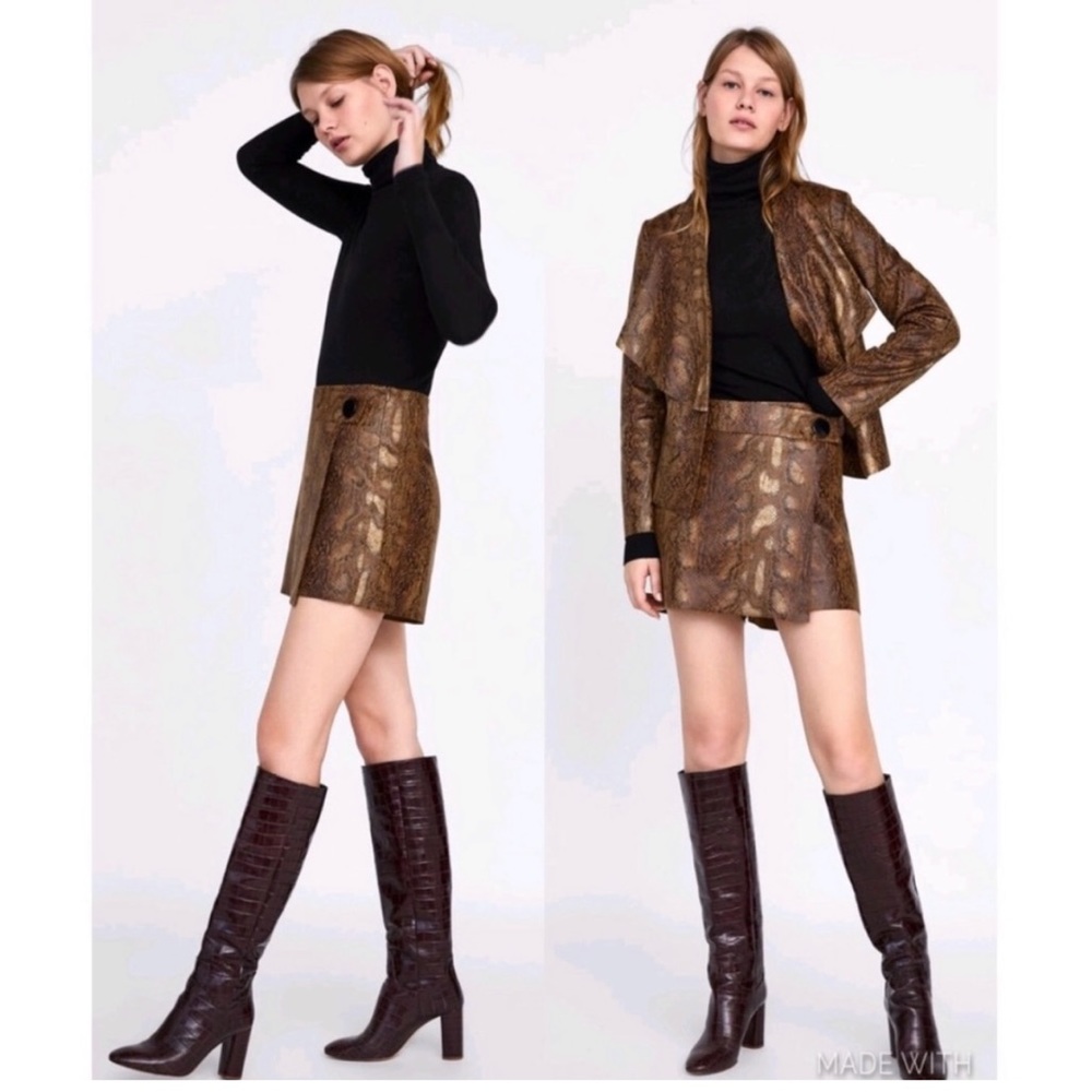 Zara 2 Piece Faux Leather Skirt Set!